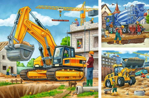 Large Construction Vehicles – 3 x 49 Piece Jigsaw Puzzles (Ravensburger)