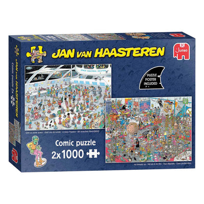 Give us space & All dressed up by Jan van Haasteren - 2x1000 Piece Jigsaw Puzzle (Jumbo)