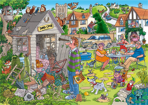 Artwork: Wasgij Destiny 28: Dad Cave – 1000 Piece Jigsaw Puzzle (Wasgij)
