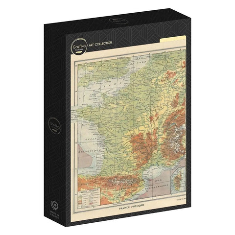 Box, turned right: Physical Map of France - Larousse, 1925 - 1000 Piece Jigsaw Puzzle (Grafika)