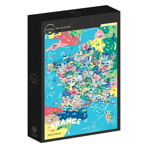 Box, turned right: Map of France - 1000 Piece Jigsaw Puzzle (Grafika)