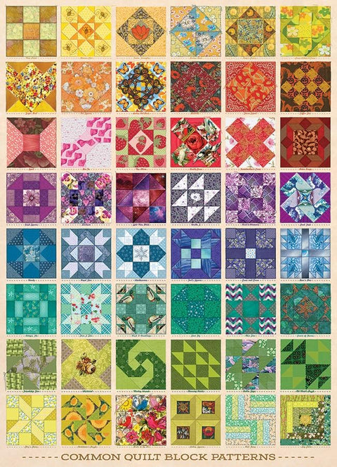 Common Quilt Block Patterns - 1000 Piece Jigsaw Puzzle (Cobble Hill)