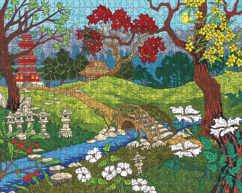 Made up: At the Japanese Garden by CJ Hurley – 1000 Piece Jigsaw Puzzle (Pomegranate)