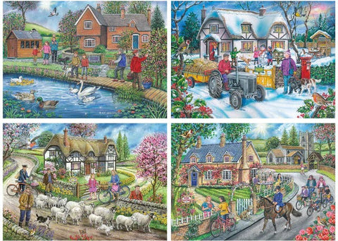 Artwork: Life in the Country - 4 x 500 Piece Jigsaw Puzzle Set (House of Puzzles)