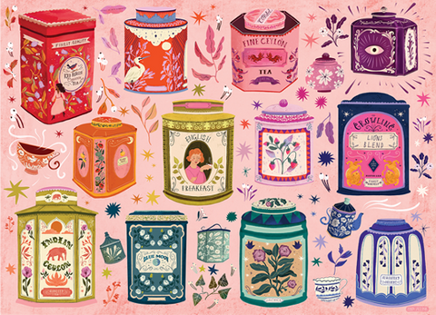Tea Tin Treasures – 1000 Piece Jigsaw Puzzle (Cobble Hill)