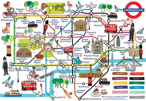 Artwork: Adventures on the London Underground – 250 Piece Jigsaw Puzzle (Gibsons)