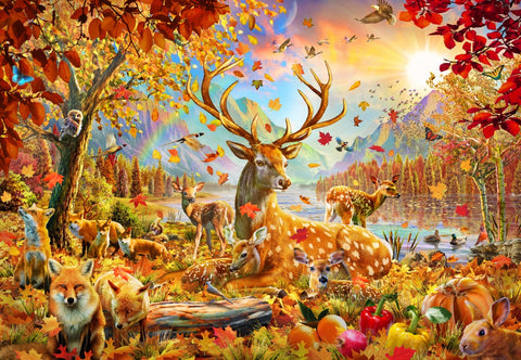 Artwork: Animals In the Fall – 1000 Piece Jigsaw Puzzle (Bluebird)