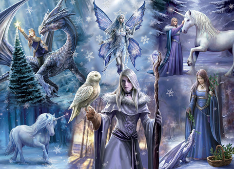 Artwork: Winter Fantasy by Anne Stokes – 1000 Piece Jigsaw Puzzle (Bluebird)