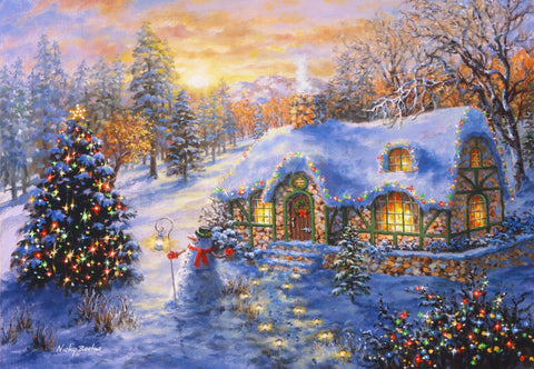 Artwork: Christmas Cottage – 1000 Piece Jigsaw Puzzle (Bluebird)