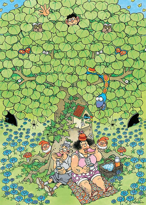 Enjoying a Picnic by Jan van Haasteren - 500 Piece Jigsaw Puzzle (Jumbo )