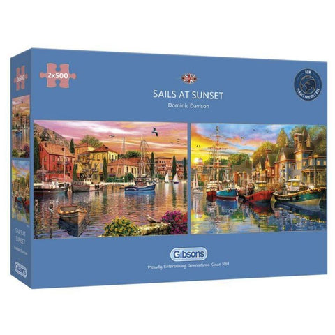 Box, turned right: Sails at Sunset – 2 X 500 Piece Jigsaw Puzzle (Gibsons)