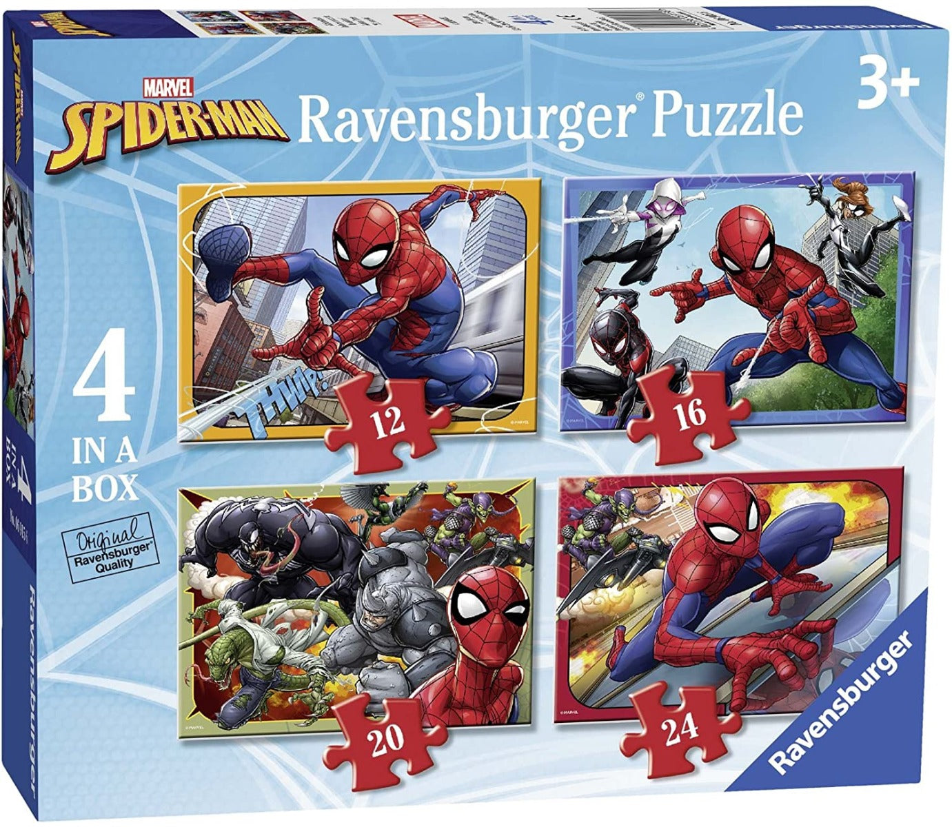 Ravensburger Spider Man 4 in a box 12 16 20 24 Piece Jigsaw Pu Puzzles Galore