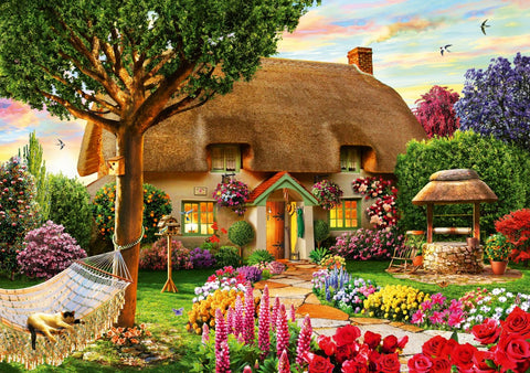 Artwork: Thatched Cottage – 1000 Piece Jigsaw Puzzle (Bluebird Puzzle)