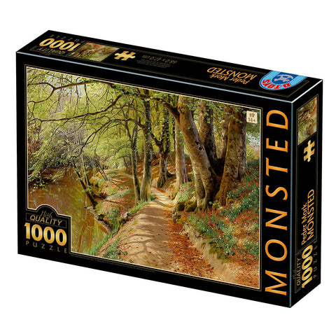 A Spring Day in the Woods with Fresh-Blown Beeches and Anemones by Peder Mørk Mønsted – 1000 Piece Jigsaw Puzzle (DToys)