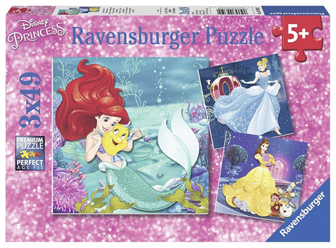 Box, straight on: Ravensburger Disney Princess, Princess Adventure 3x 49pc Jigsaw Puzzles