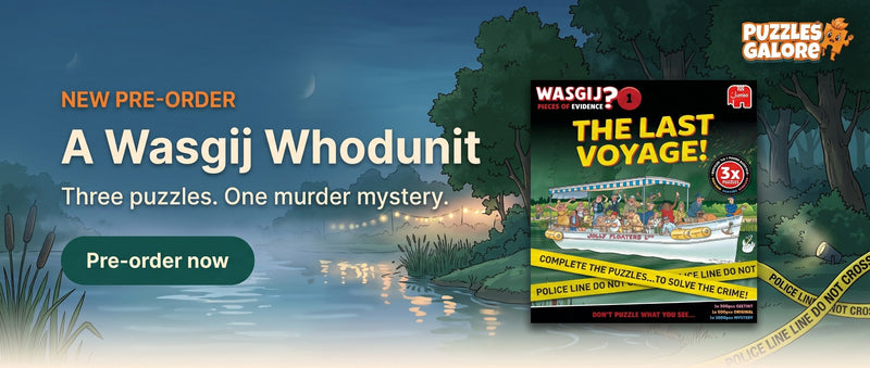 Wasgij Pieces of Evidence: The Last Voyage — a three-puzzle murder mystery, pre-order at Puzzles Galore