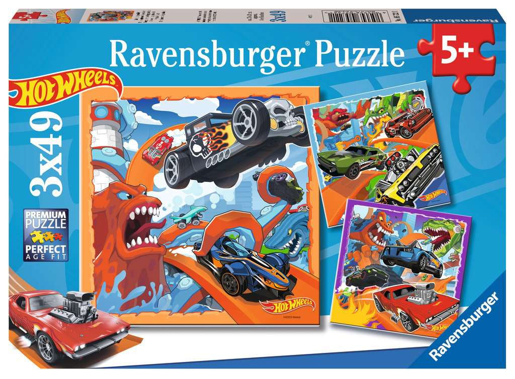 Hot Wheels: Make it Epic – 3 x 49 Piece Jigsaw Puzzles (Ravensburger)