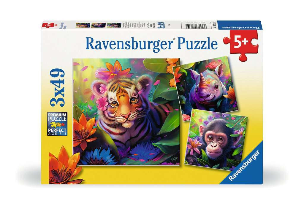 Jungle Babies – 3 x 49 Piece Jigsaw Puzzles (Ravensburger)