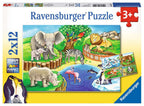 Time at the Zoo – 2 x 12 Piece Jigsaw Puzzles (Ravensburger)