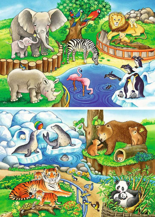 Time at the Zoo – 2 x 12 Piece Jigsaw Puzzles (Ravensburger)