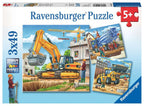 Large Construction Vehicles – 3 x 49 Piece Jigsaw Puzzles (Ravensburger)