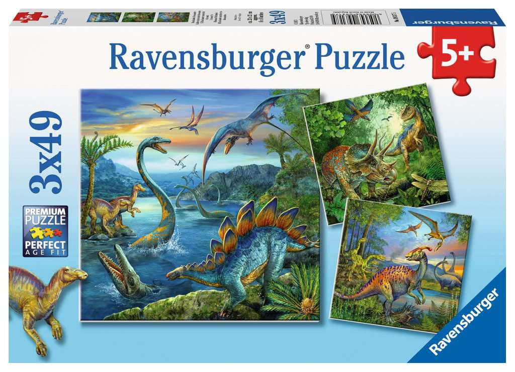 Dinosaur Fascination – 3 x 49 Piece Jigsaw Puzzles (Ravensburger)