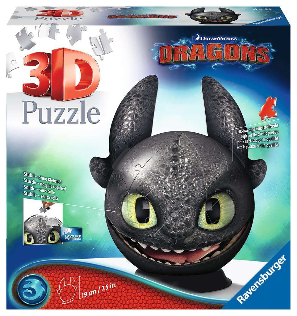 How to Train Your Dragon with Ears – 72 Piece 3D Jigsaw Puzzle (Ravensburger)