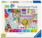 Box, straight on: Needlework Station – 500 XL Piece Jigsaw Puzzle (Ravensburger)