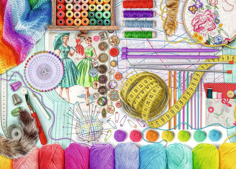 Artwork: Needlework Station – 500 XL Piece Jigsaw Puzzle (Ravensburger)