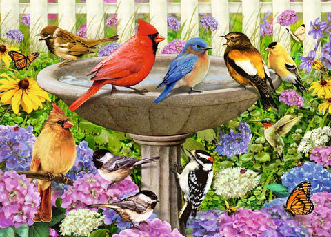 Artwork: At the Birdbath – 500 XL Piece Jigsaw Puzzle (Ravensburger)