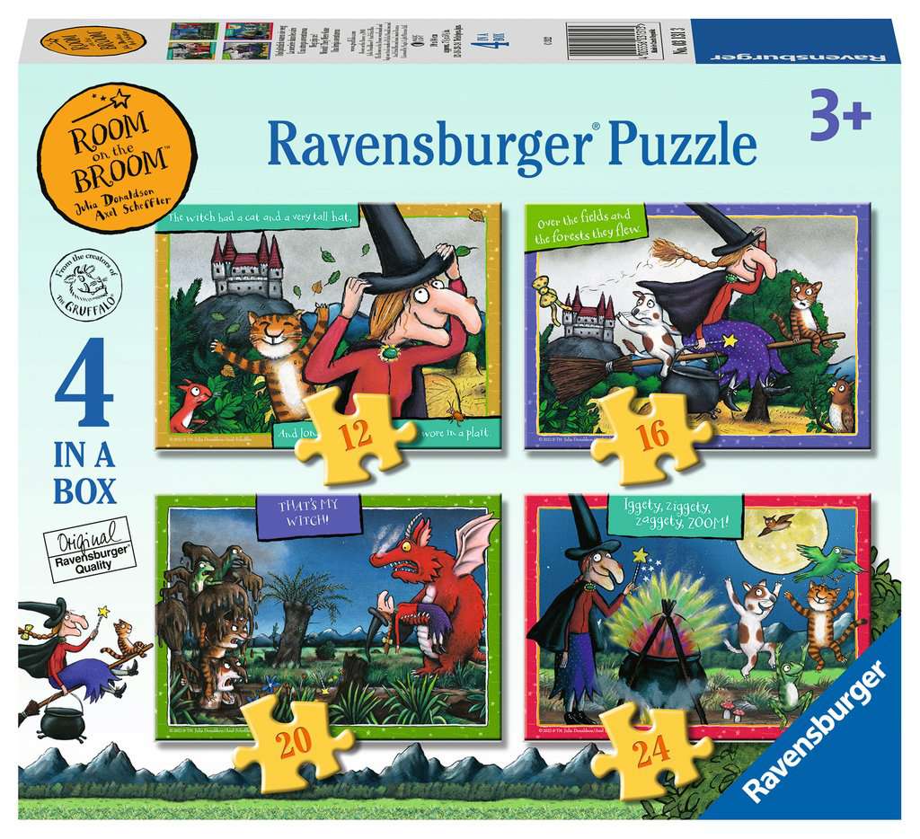 Room on the Broom 4 in a Box - 12, 16, 20 & 24 Piece Jigsaw Puzzles (Ravensburger)