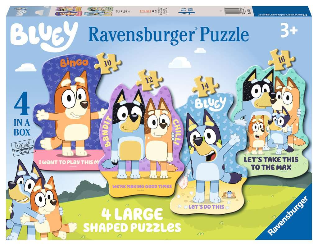 Bluey 4 Large Shaped Puzzles - 4 in a Box Jigsaw Puzzle (Ravensburger)