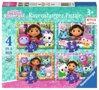 Gabby's Dollhouse 4 in a Box - 12, 16, 20 & 24 Piece Jigsaw Puzzles (Ravensburger)
