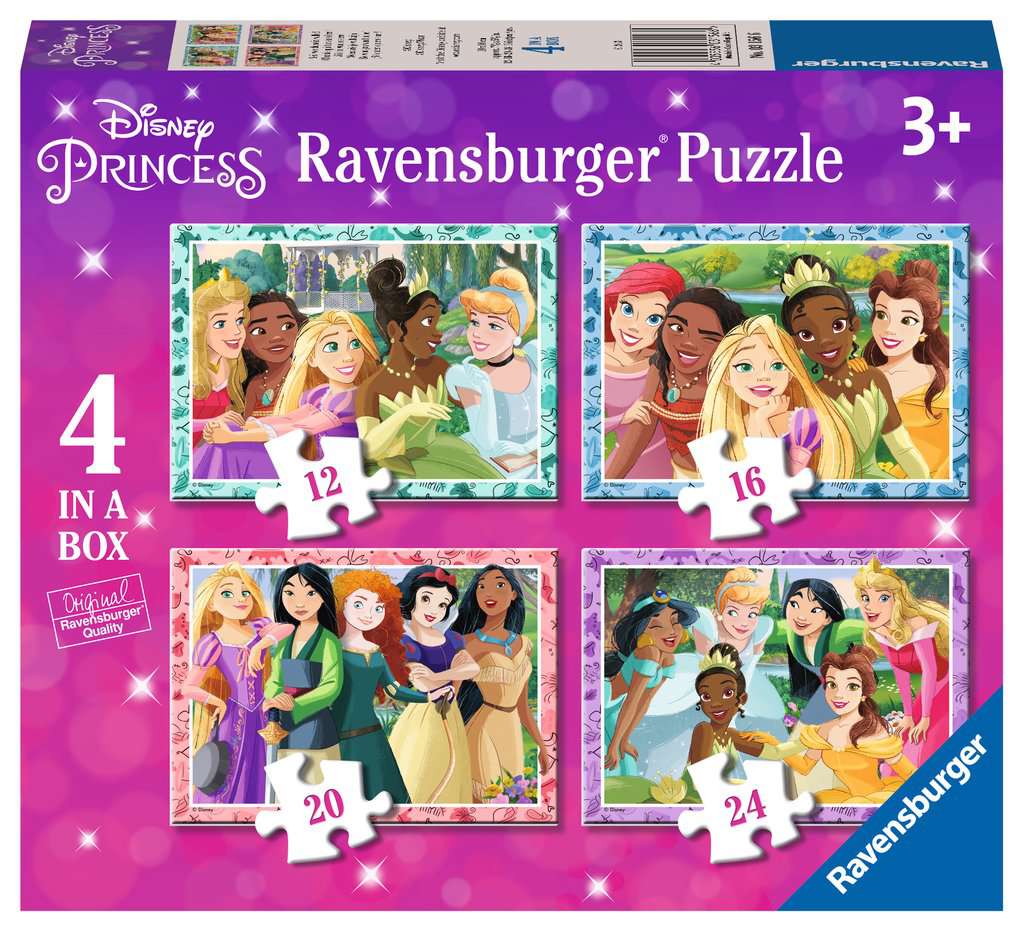 Disney Princess 4 in a Box - 12, 16, 20 & 24 Piece Jigsaw Puzzles (Ravensburger) - Image 5