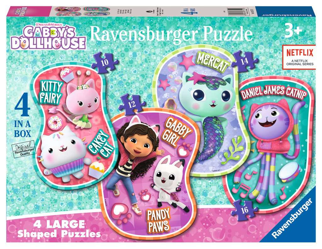 Gabby's Dollhouse 4 Large Shaped Puzzles - 10, 12, 14 & 16 Pieces (Ravensburger)