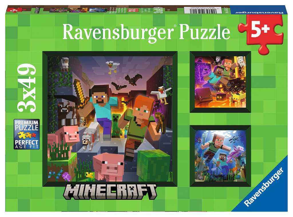 Minecraft 3x49 Piece Jigsaw Puzzle (Ravensburger)