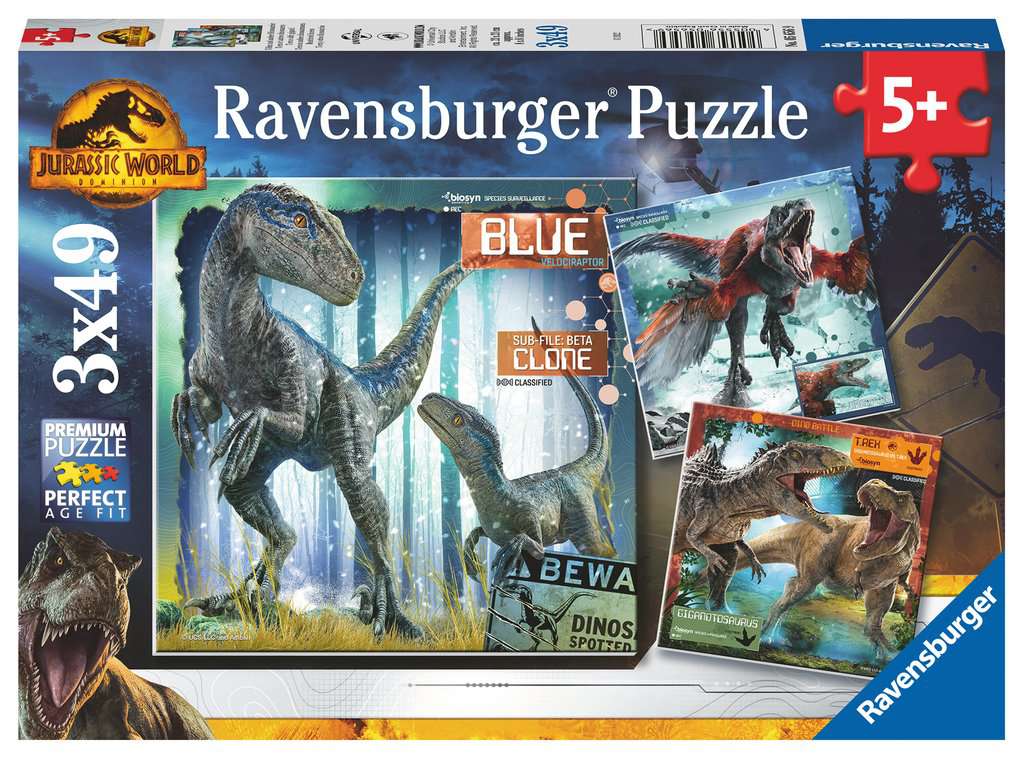 Jurassic World Dominion - Blue & Co - 3x49 Piece Jigsaw Puzzle (Ravensburger)