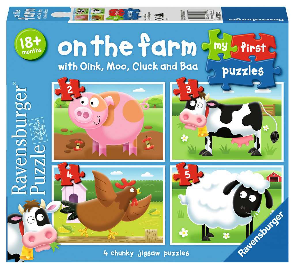 Ravensburger - On the Farm My First Puzzles - 2,3,4,5 Piece Jigsaw Puzzles