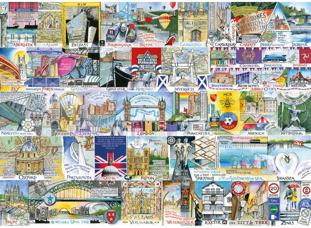 Artwork: Bright Lights & Big Cities – 500 XL Piece Jigsaw Puzzle (Gibsons)