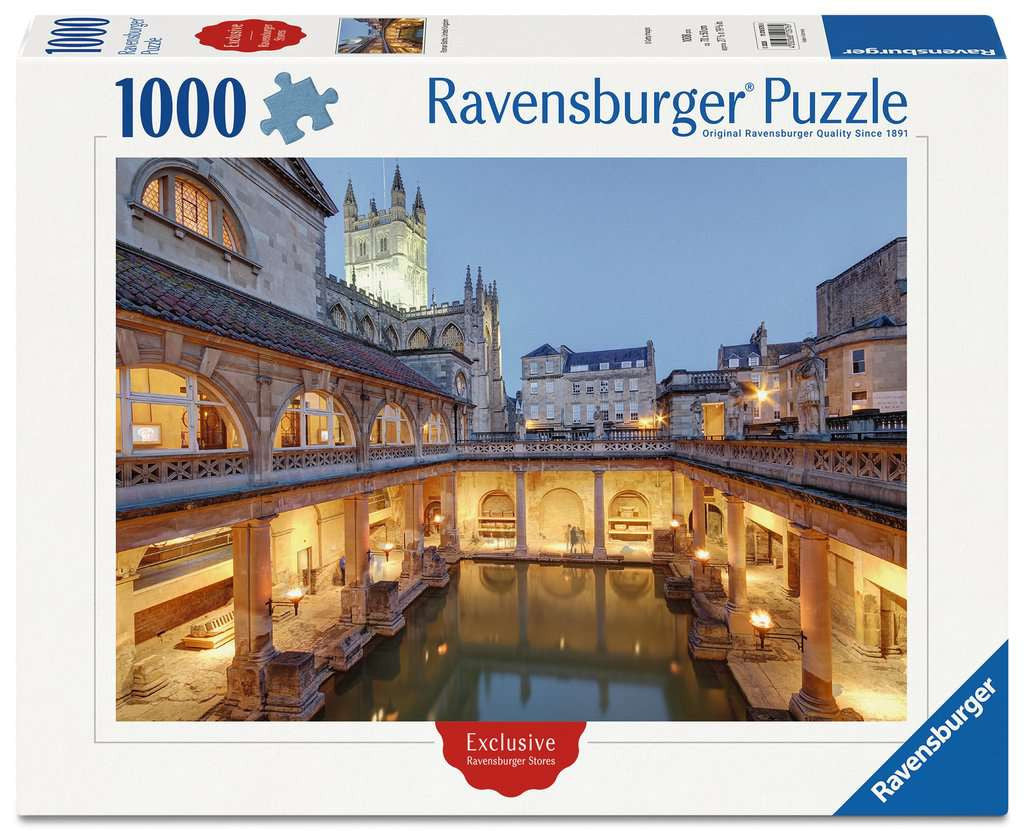 Box, straight on: The Roman Baths, Bath at Dusk - 1000 Piece Jigsaw Puzzle