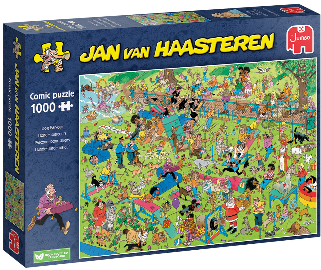 Box, turned right: Dog Parkour by Jan Van Haasteren – 1000 Piece Jigsaw Puzzle (Jan van Haasteren)