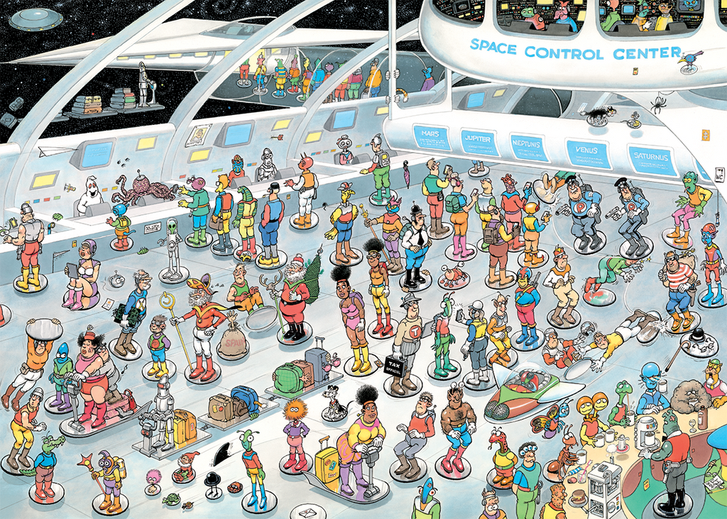 Artwork: Give us space & All dressed up by Jan van Haasteren - 2x1000 Piece Jigsaw Puzzle (Jumbo)