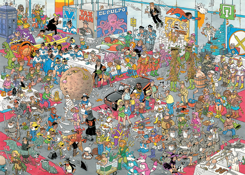 Artwork: Give us space & All dressed up by Jan van Haasteren - 2x1000 Piece Jigsaw Puzzle (Jumbo)