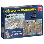 Box, turned right: Give us space & All dressed up by Jan van Haasteren - 2x1000 Piece Jigsaw Puzzle (Jumbo)