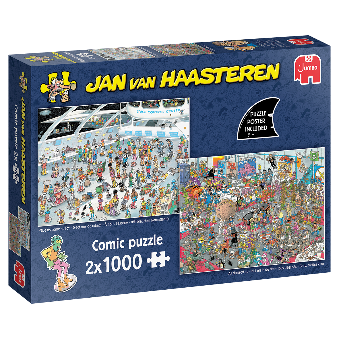 Box, turned right: Give us space & All dressed up by Jan van Haasteren - 2x1000 Piece Jigsaw Puzzle (Jumbo)