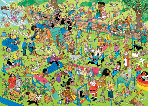 Artwork: Dog Parkour by Jan Van Haasteren – 1000 Piece Jigsaw Puzzle (Jan van Haasteren)