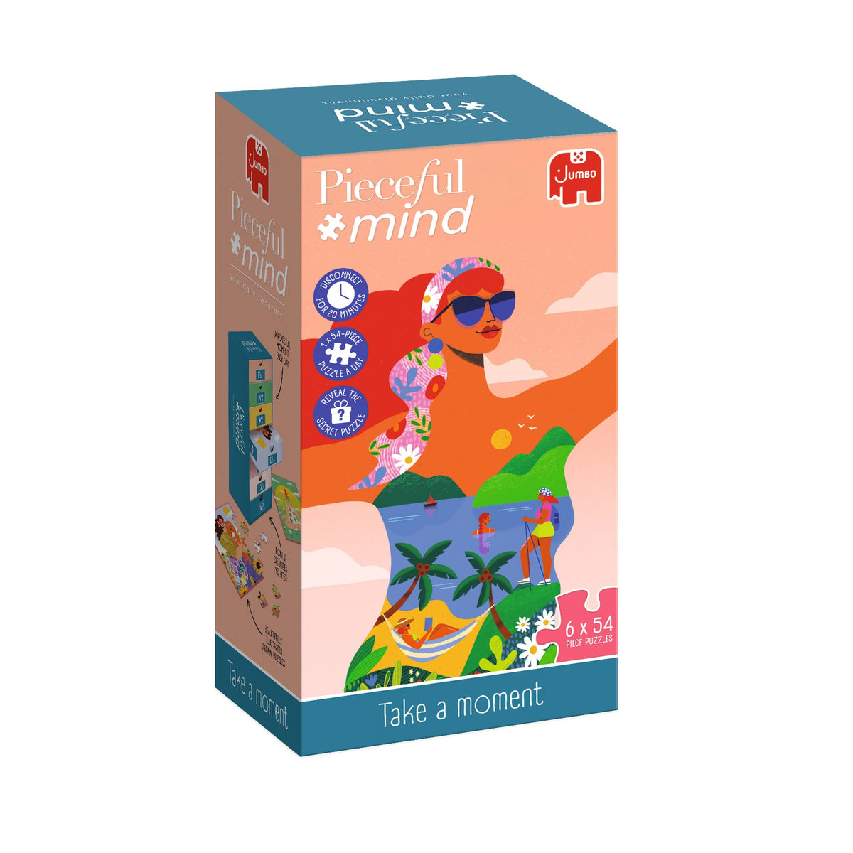 Box, turned right: Pieceful Mind: Take a Moment - 6-in-1 Mindfulness Jigsaw Puzzle Set (Jumbo)