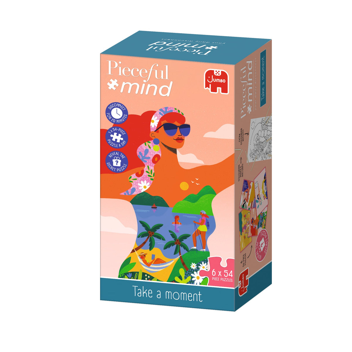 Box, turned left: Pieceful Mind: Take a Moment - 6-in-1 Mindfulness Jigsaw Puzzle Set (Jumbo)