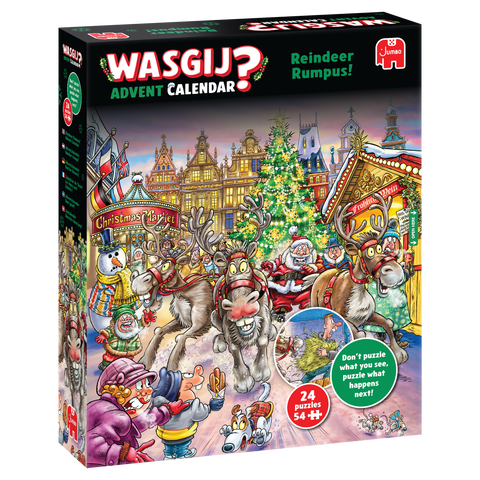 Box, turned right: Wasgij Advent Calendar 2025: Reindeer Rumpus! – 24 x 54 Piece Jigsaw Puzzles (Wasgij)