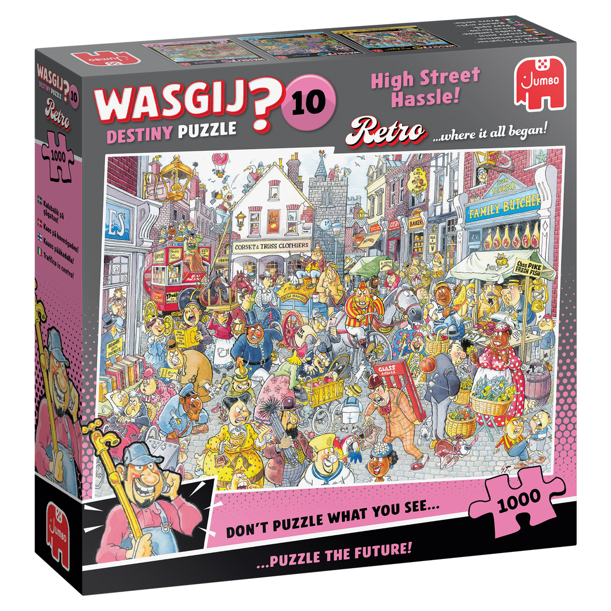 Box, turned right: Wasgij Retro Destiny 10 - High Street Hassle! - 1000 Piece Jigsaw Puzzle (Jumbo)